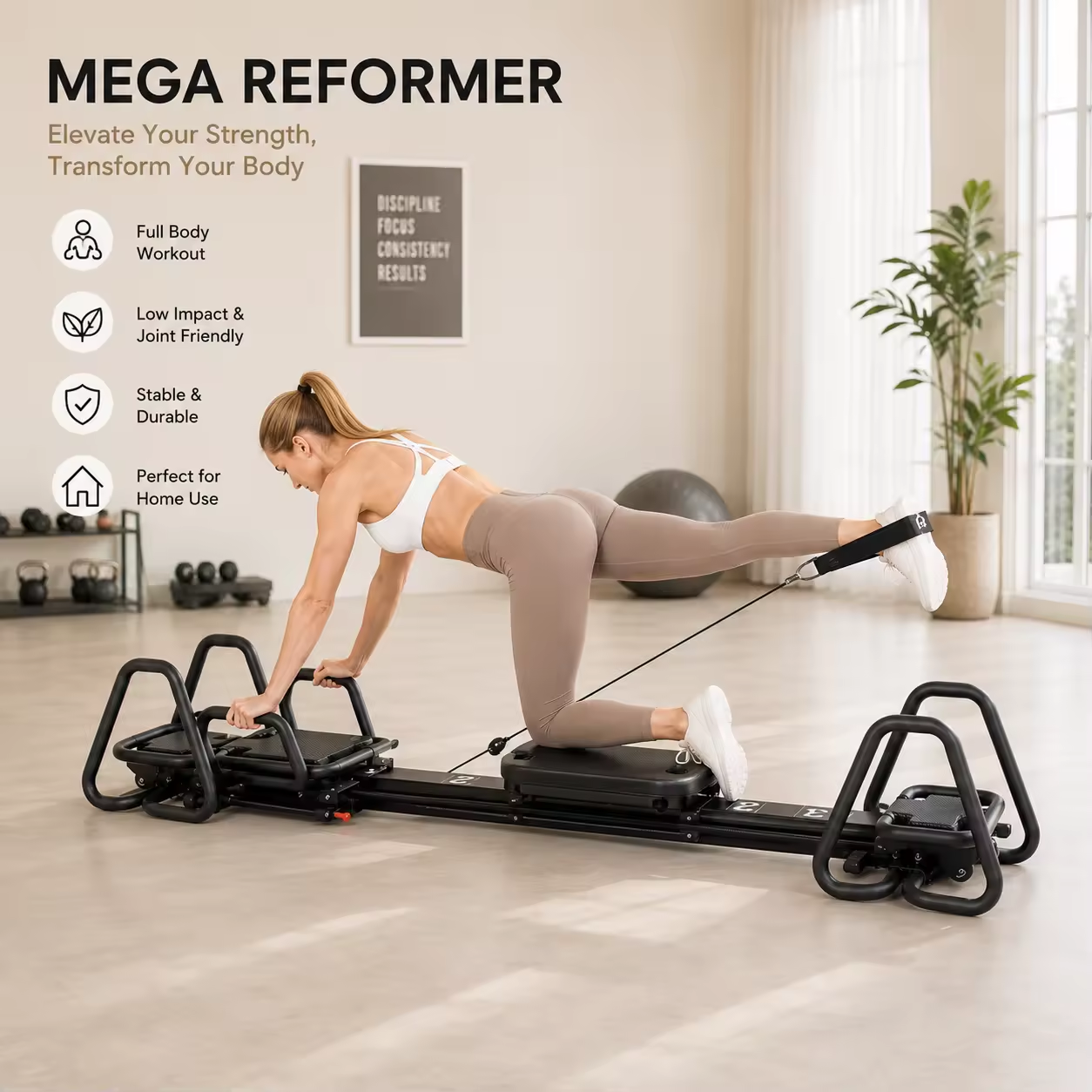 Mini Supermodel Adjustable Pilates Reformer Machine for Fitness Clubs Studio Use & Home Training