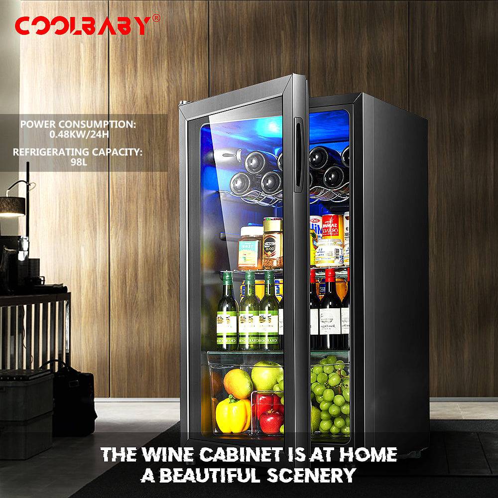 COOLBABY Household Wine Cooler Wine Cabinet Refrigerator Beverage Cooler Four-layer Mini Refrigerator Small Wine Cellar