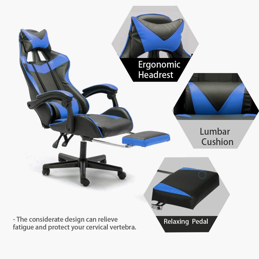 Ergonomic High-Back Chair with Padded Footrest, Swivel, Recline, and Enhanced Comfort Support-GCC Home Center