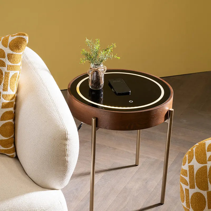 Smart End Table Built-in Wireless Charger – Black