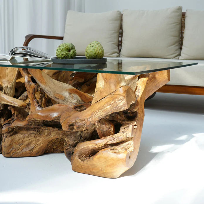 Luxury Teak Root Coffee Table, Naturally Unique Design