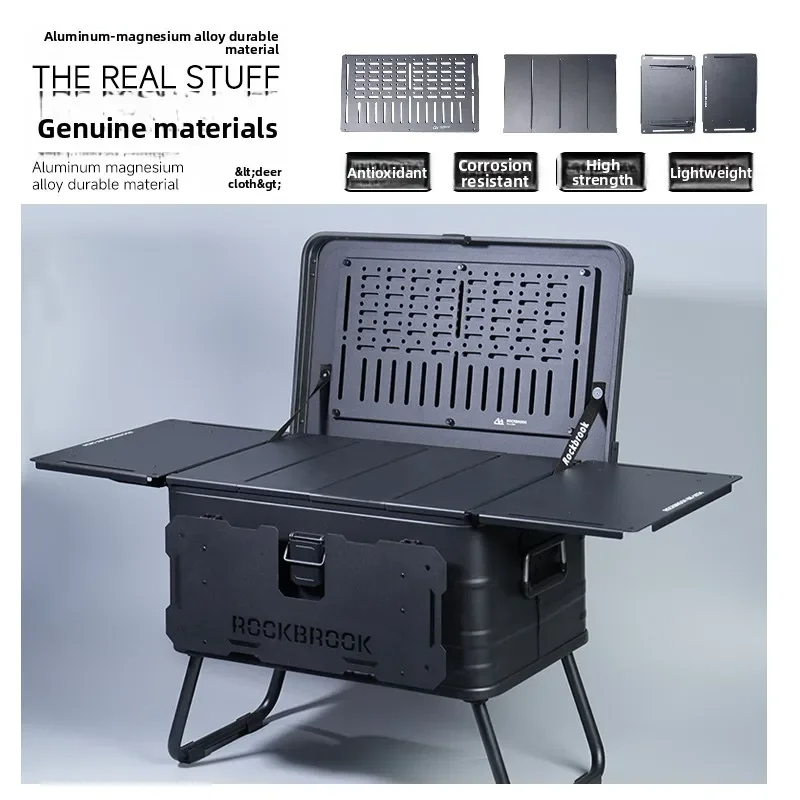ROCKBROOK Outdoor Camping Aluminum-magnesium Alloy Storage Box Modified Box Camping Large Capacity with Tripod Aluminum Box 50L