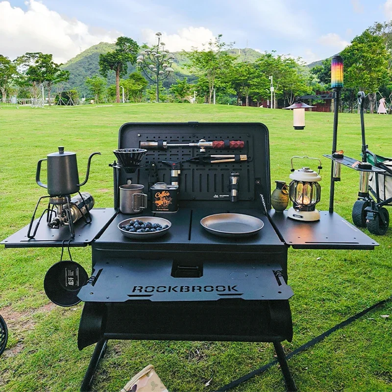 ROCKBROOK Outdoor Camping Aluminum-magnesium Alloy Storage Box Modified Box Camping Large Capacity with Tripod Aluminum Box 50L