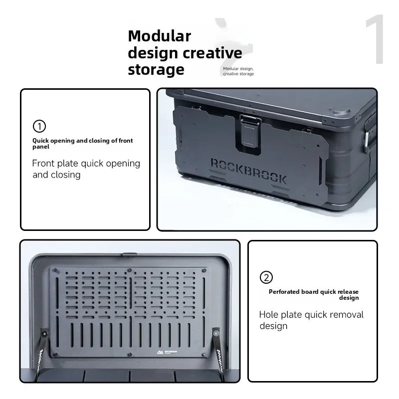ROCKBROOK Outdoor Camping Aluminum-magnesium Alloy Storage Box Modified Box Camping Large Capacity with Tripod Aluminum Box 50L