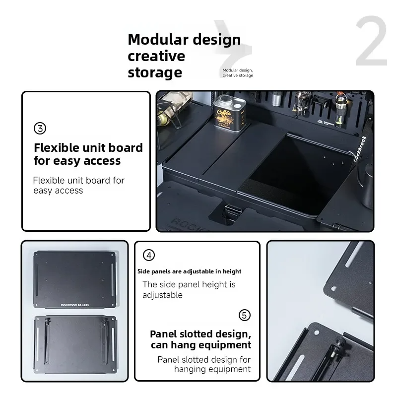 ROCKBROOK Outdoor Camping Aluminum-magnesium Alloy Storage Box Modified Box Camping Large Capacity with Tripod Aluminum Box 50L