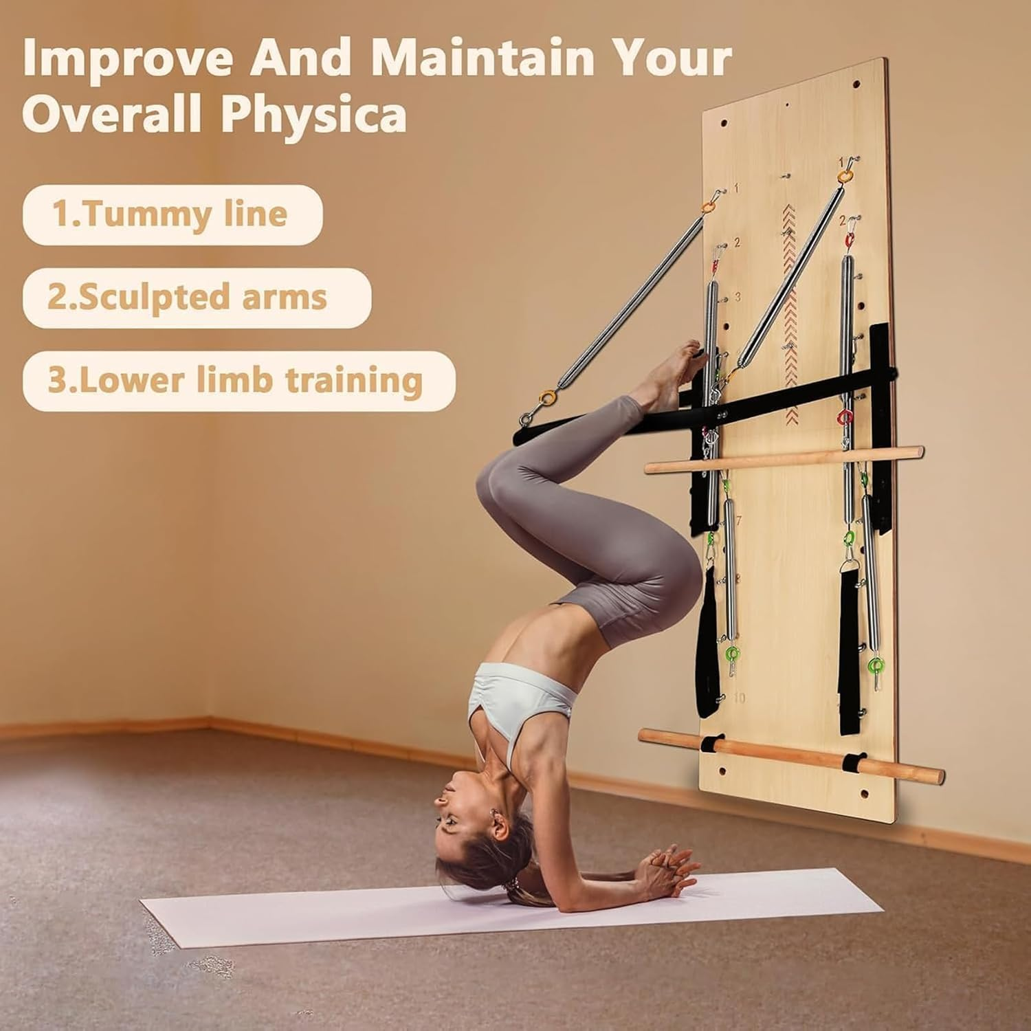 Professional Maple Wood Adjustable Pilates Reformer Springboard Box Wall Tower Unit for Home Commercial Fitness