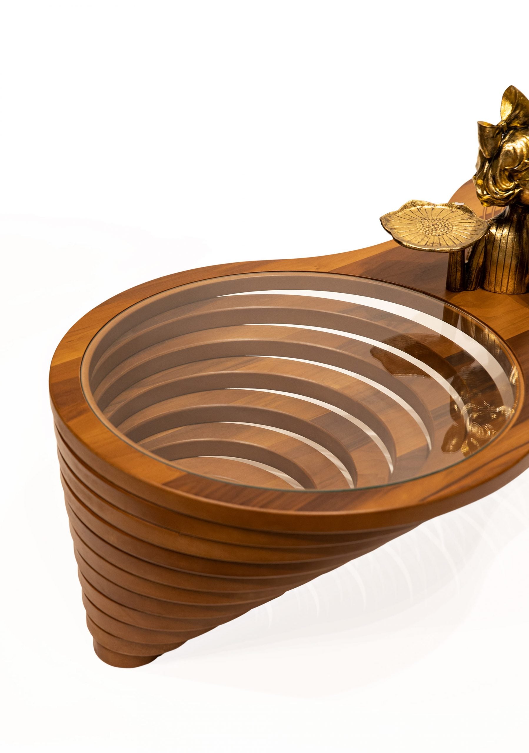 Wooden Coffee Table With Tempered Glass Top - Walnut Finish