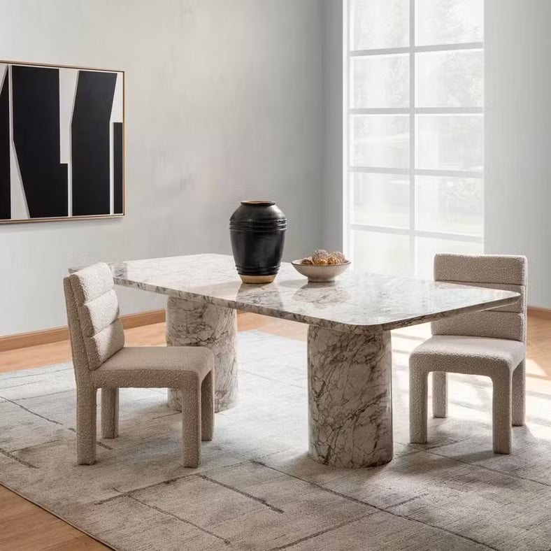6 Seater Concrete Dining Table – White Grey