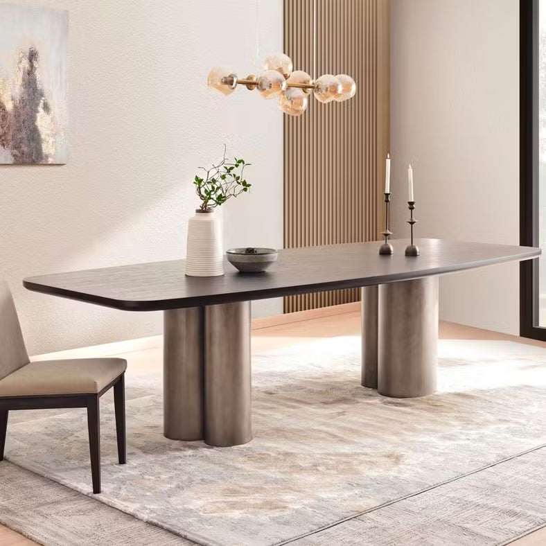 1+8 Seater Dining Set with Hemper Chairs, Engineered Wood Frame – Brown