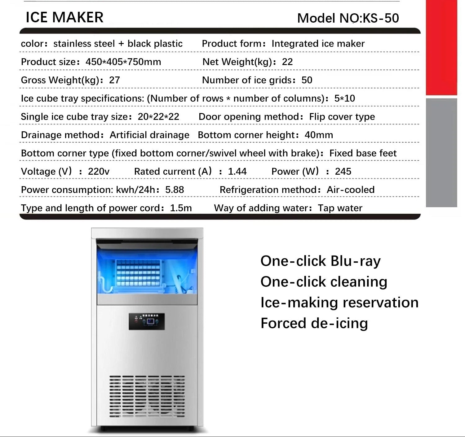 COOLBABY Industrial Ice Machine, Ice Maker, Capacity 80 kg