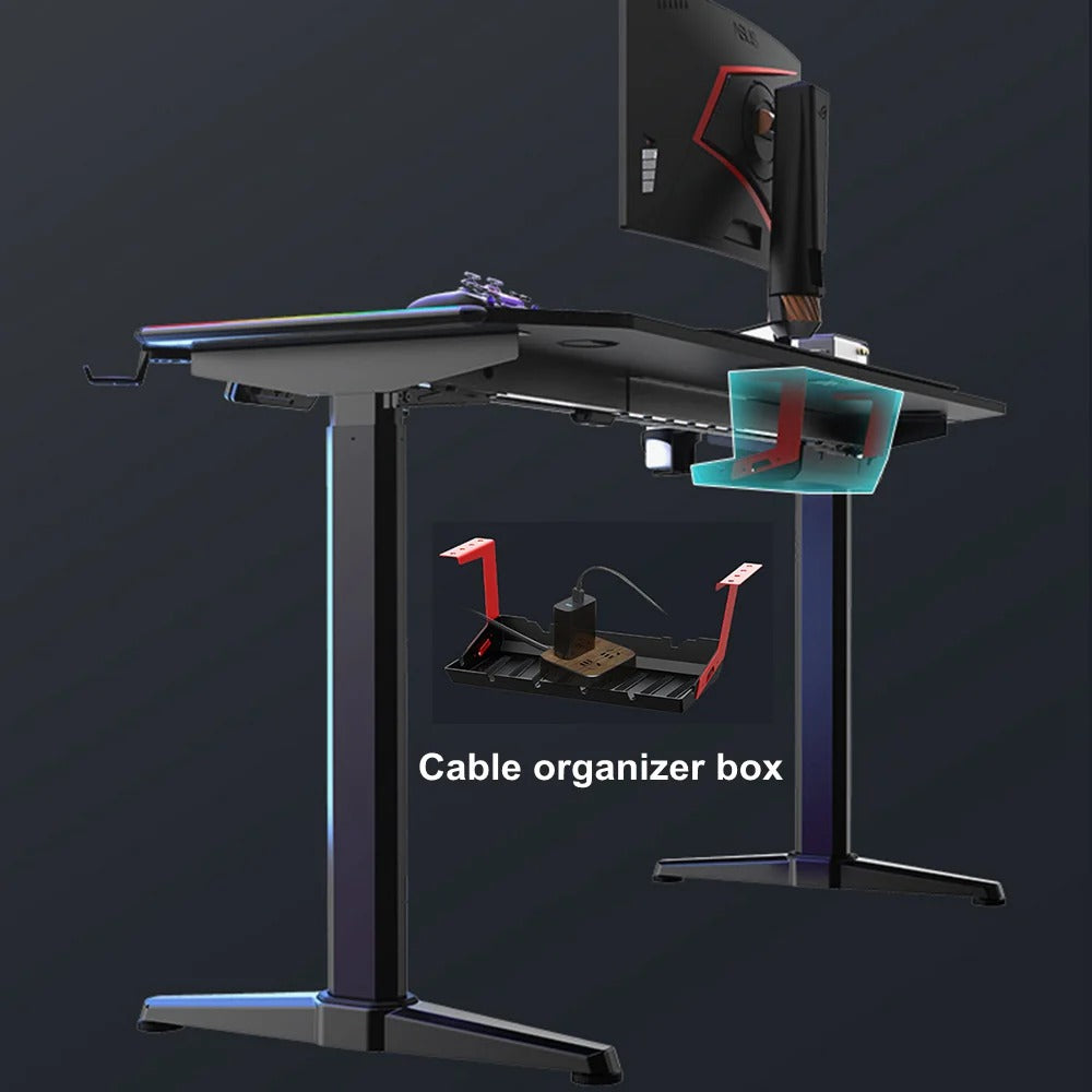 47 Inch Electric Standing Desk,RGB Lights Gaming Computer Desk,Gamer Desk Workstation with Free Mouse Pad（60 * 56cm）,Black