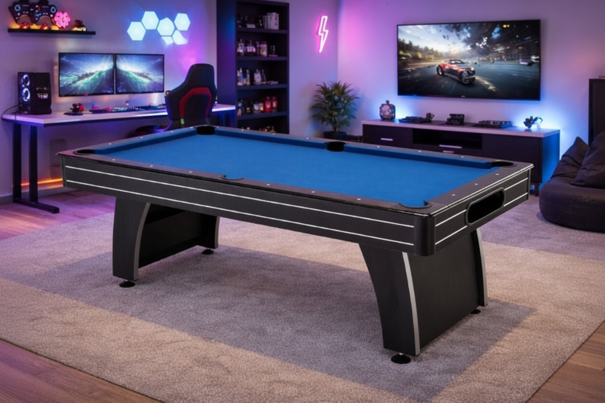 Home I Pool Table – 8ft | Black Finish | Ball Return System