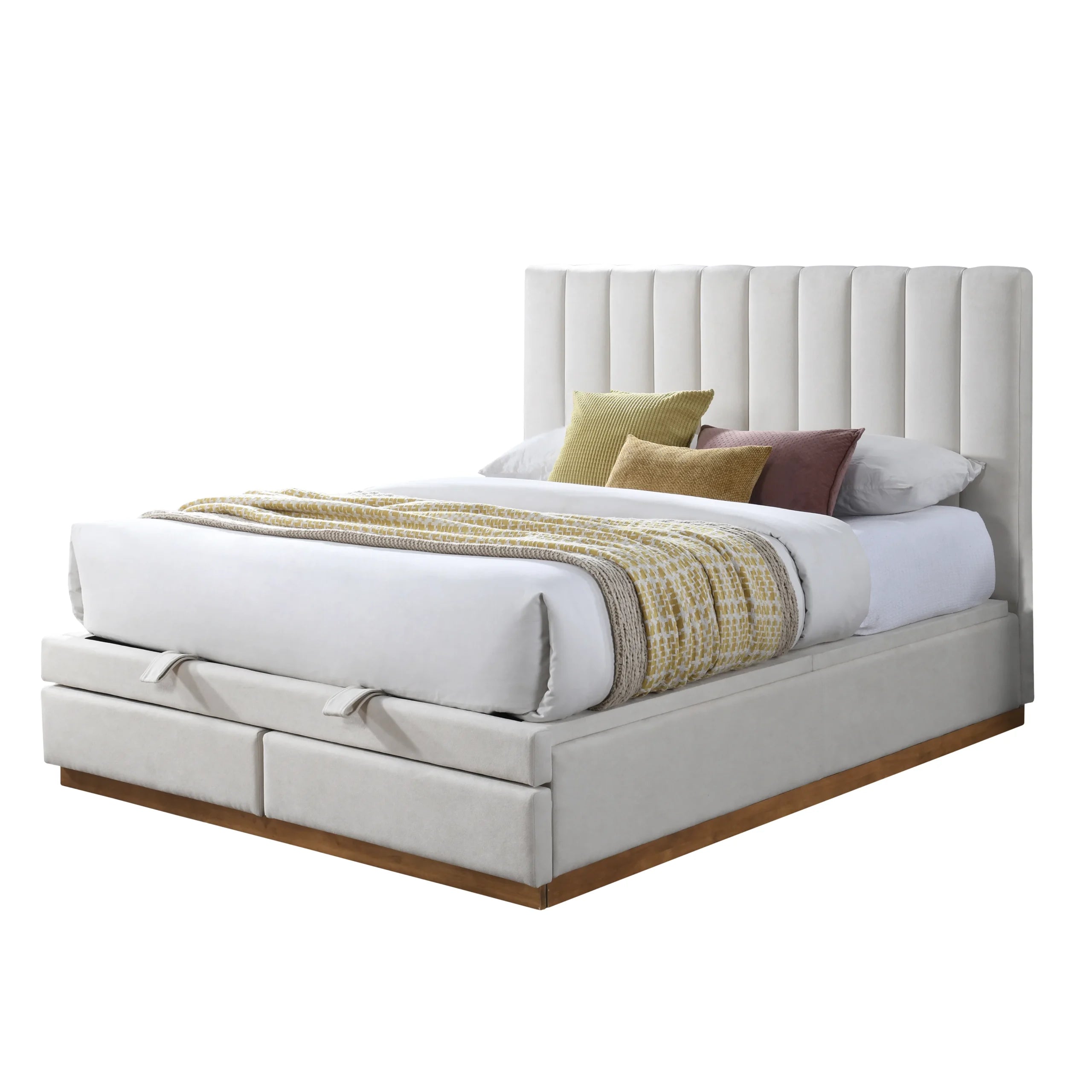 King Bed With 2 Drawers and Hydraulic Storage – Cream