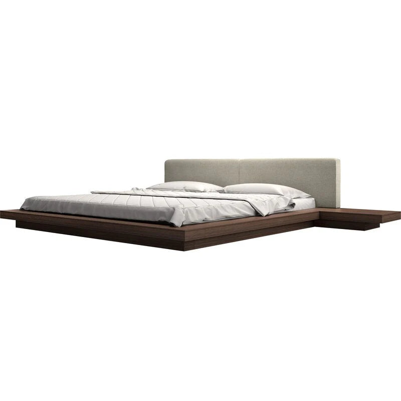 Luxury Solid Wood Japanese Platform Bed With Built-In Nightstands