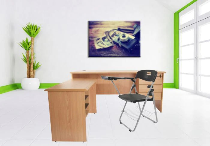 Student Chair Black, Folding Plastic Chair with Writing Table-GCC Home Center