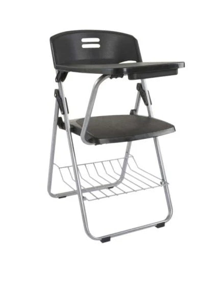 Student Chair Black, Folding Plastic Chair with Writing Table-GCC Home Center