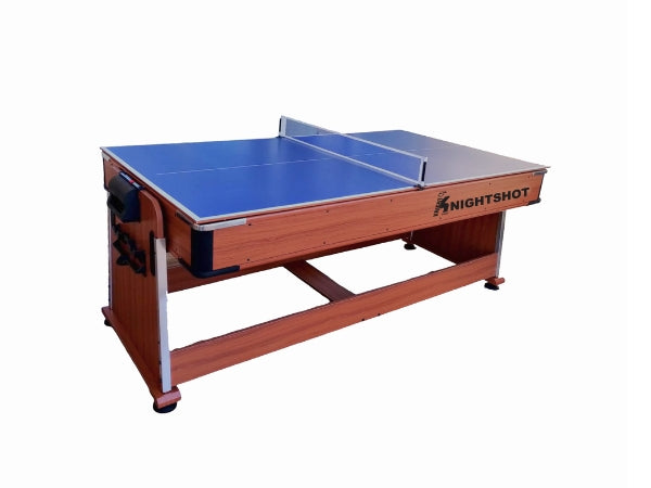 4-in-1 Rotating Game Table – 7ft Walnut Finish