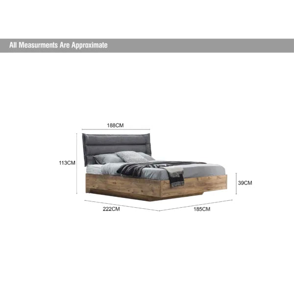 5 Pcs Queen Bedroom Set (With Hydraulic Storage) – Brown