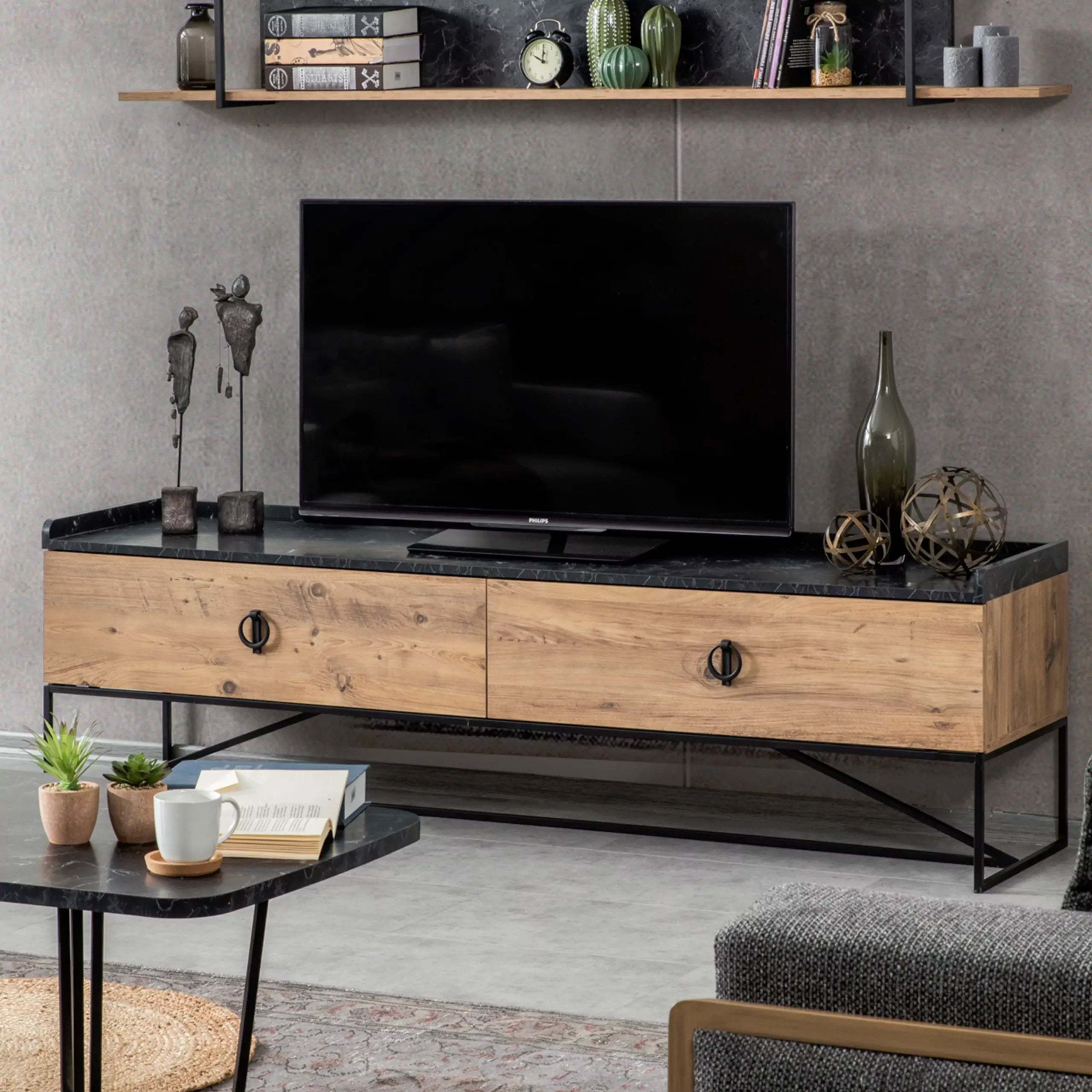 Loft TV Cabinet – Black Top