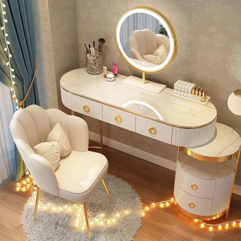 Modern Vanity Makeup Table with Lighted Mirror and Stool | Stylish Bedroom Décor-GCC Home Center