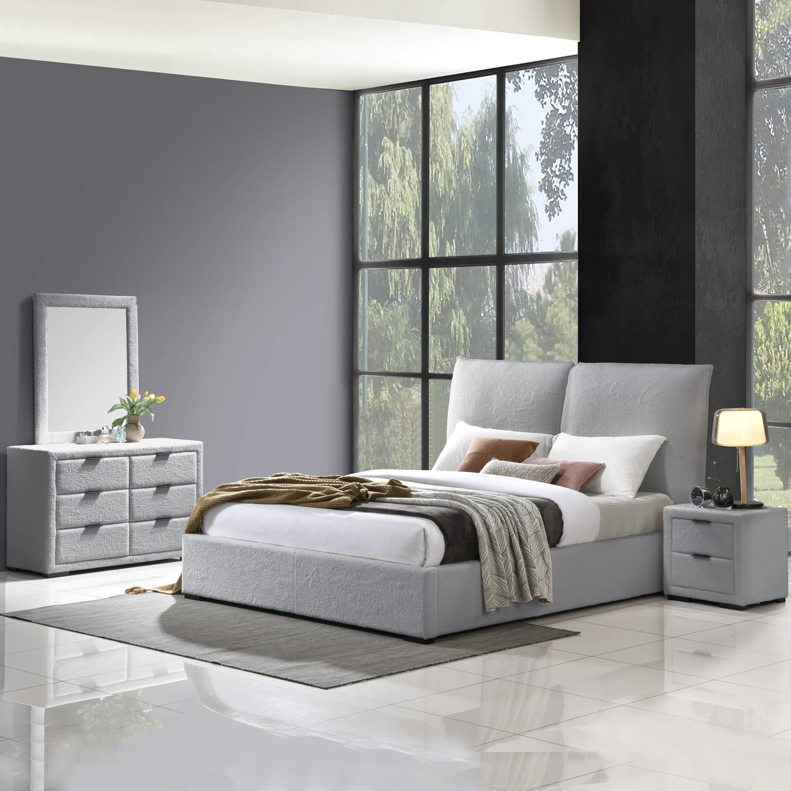 Malta King Bed (With Hydraulic Storage) – Grey