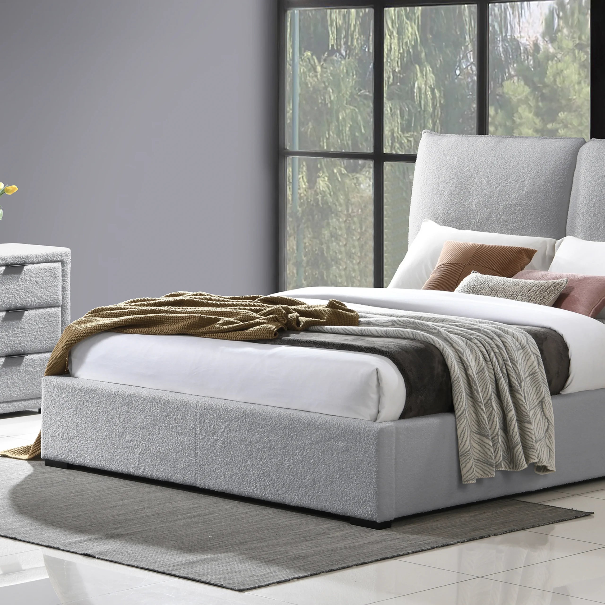 Malta King Bed (With Hydraulic Storage) – Grey