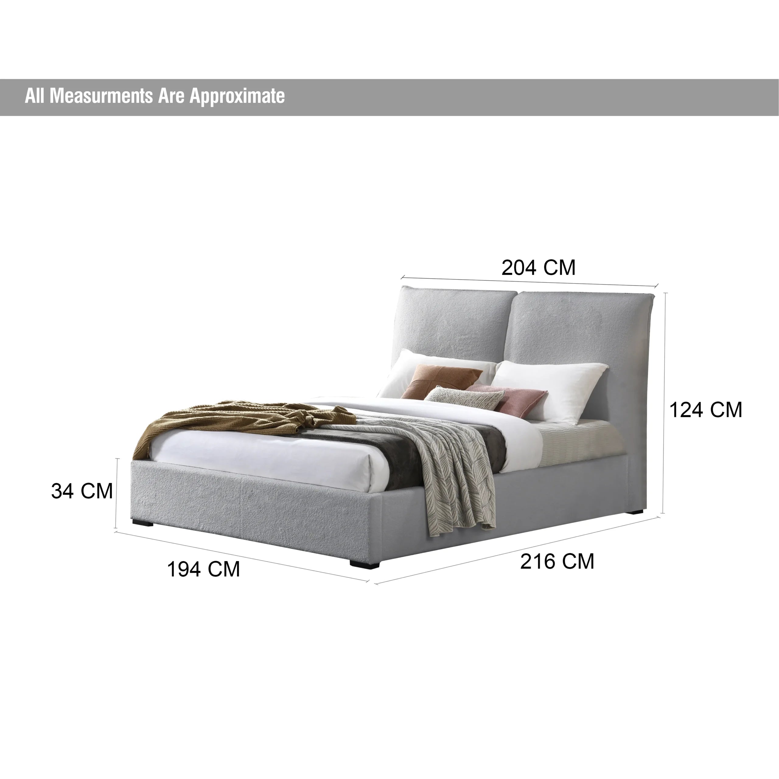 Malta King Bed (With Hydraulic Storage) – Grey