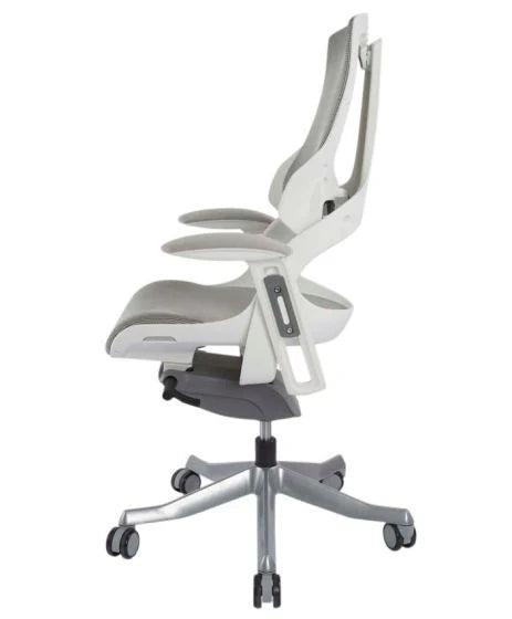 Executive Medium Back Height Ergonomic Mesh Chair, Office Conference Mesh Chairs With Adjustable-Backrest Caster Wheels- White-GCC Home Center