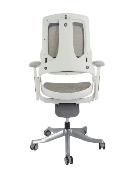 Executive Medium Back Height Ergonomic Mesh Chair, Office Conference Mesh Chairs With Adjustable-Backrest Caster Wheels- White-GCC Home Center