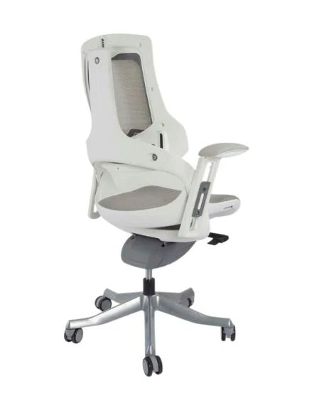 Executive Medium Back Height Ergonomic Mesh Chair, Office Conference Mesh Chairs With Adjustable-Backrest Caster Wheels- White-GCC Home Center