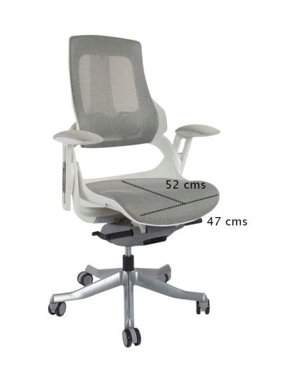 Executive Medium Back Height Ergonomic Mesh Chair, Office Conference Mesh Chairs With Adjustable-Backrest Caster Wheels- White-GCC Home Center
