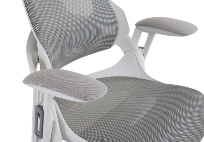 Executive Medium Back Height Ergonomic Mesh Chair, Office Conference Mesh Chairs With Adjustable-Backrest Caster Wheels- White-GCC Home Center