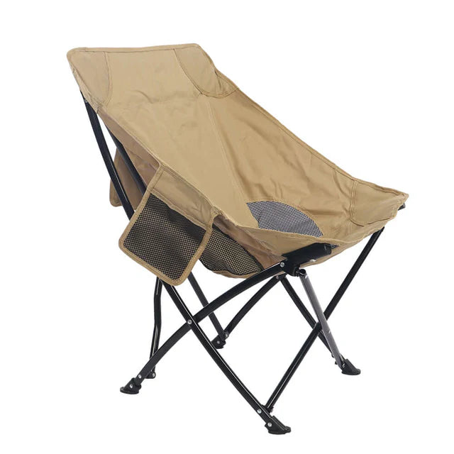 Comfortable Moon Black Chair with Cup Holder for Camping