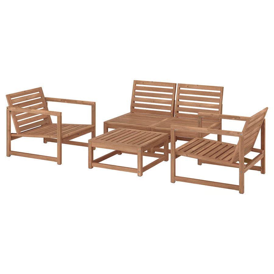 4-Seat Outdoor Conversation Set, Light Brown Stained