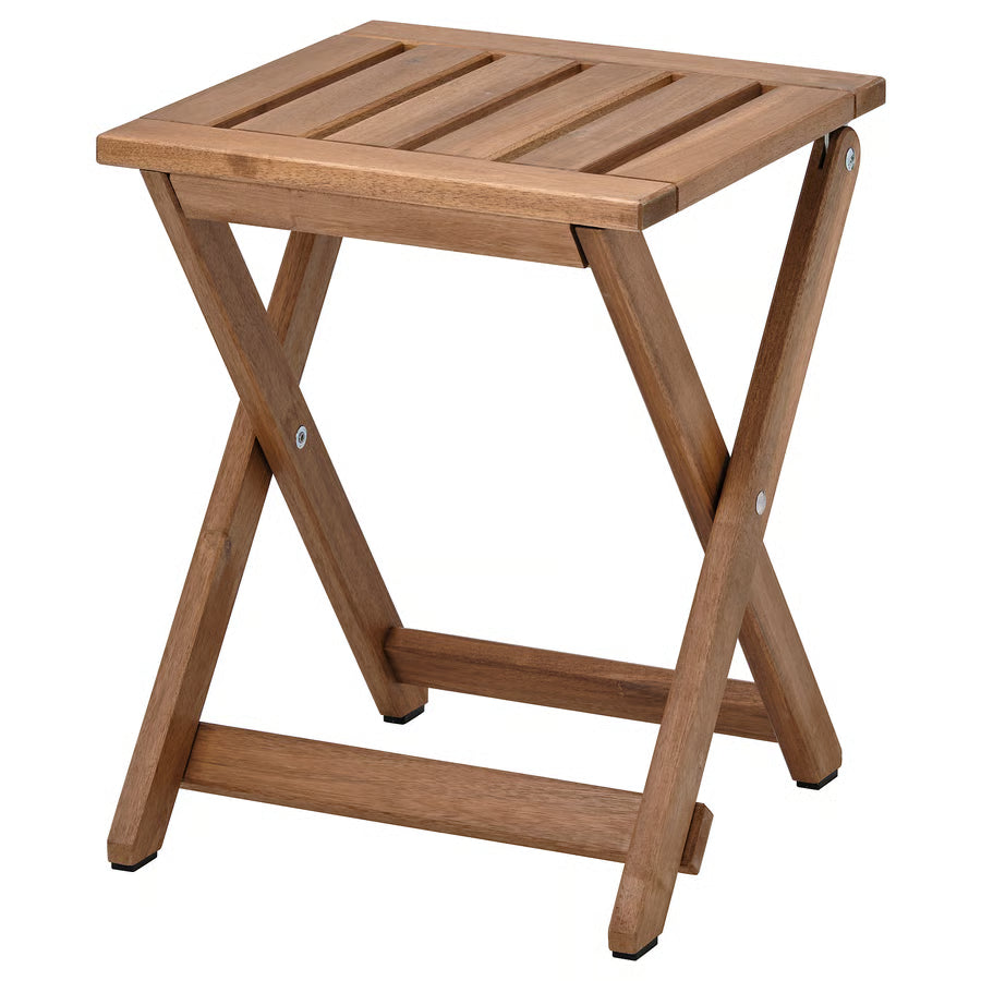 Outdoor Foldable Stool, Light Brown Stained (37×45 cm)