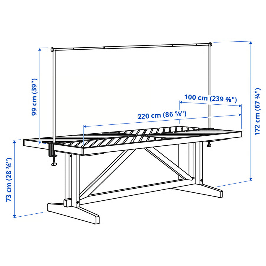 Large Outdoor Dining Table, Acacia, 220×100 cm