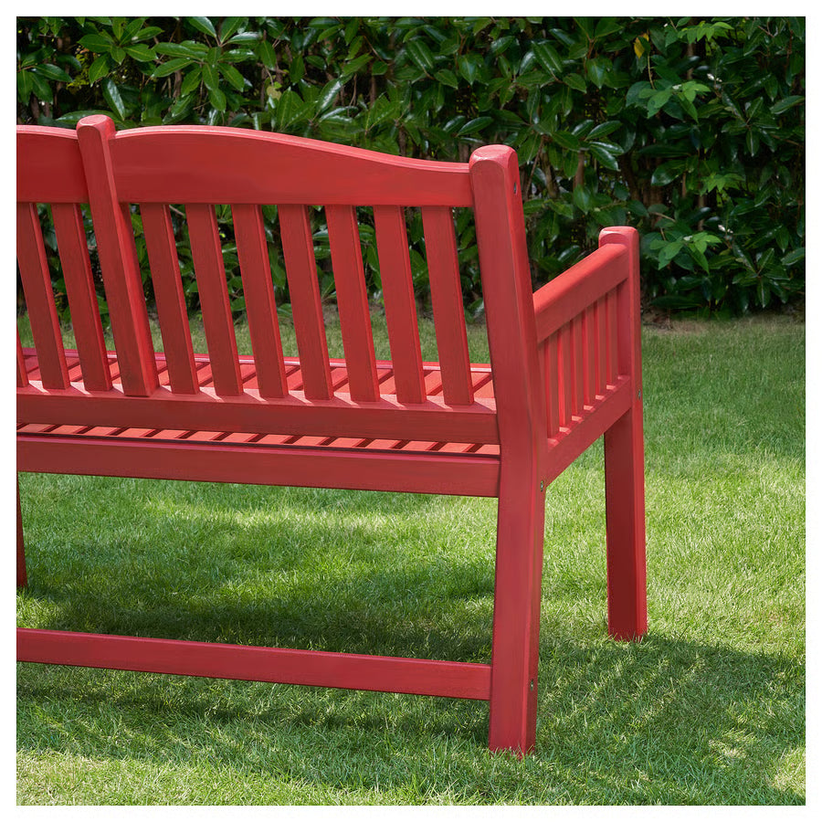 Outdoor Bench with Backrest, Red