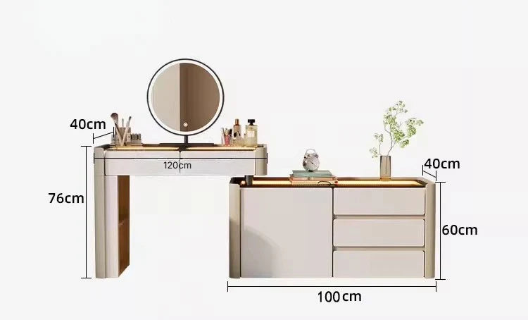 Modern Dressing Table with Built-In Lighting for Bedroom or Beauty Room-GCC Home Center