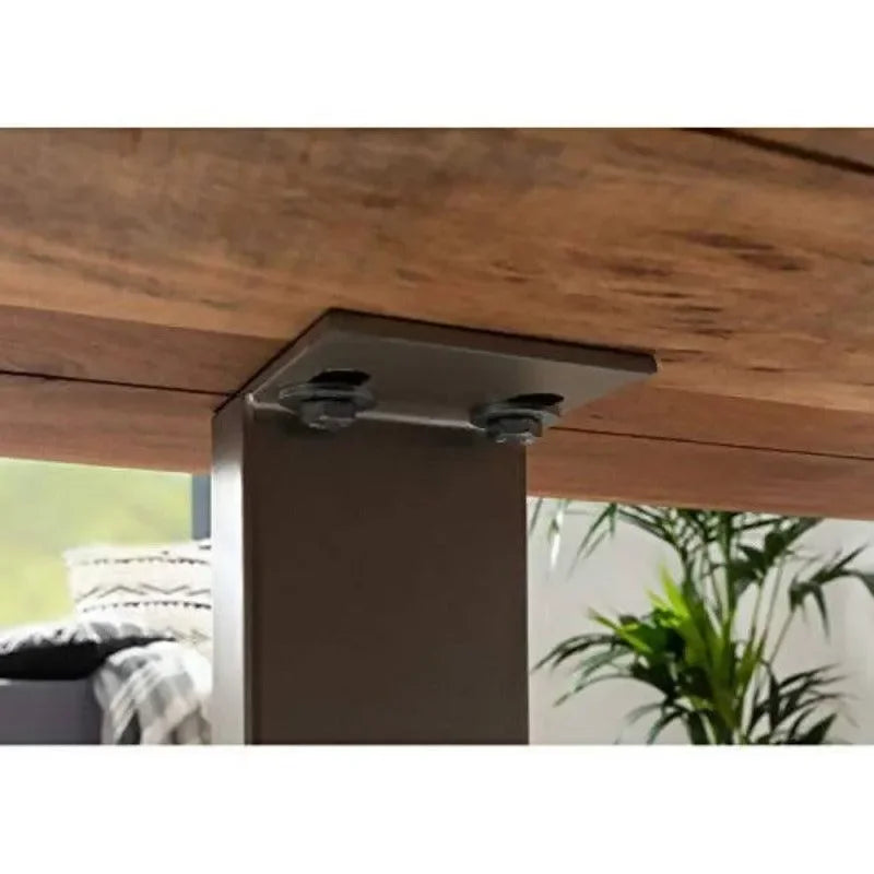 Elegant Acacia Wood & Wrought Iron Vintage Dining Table