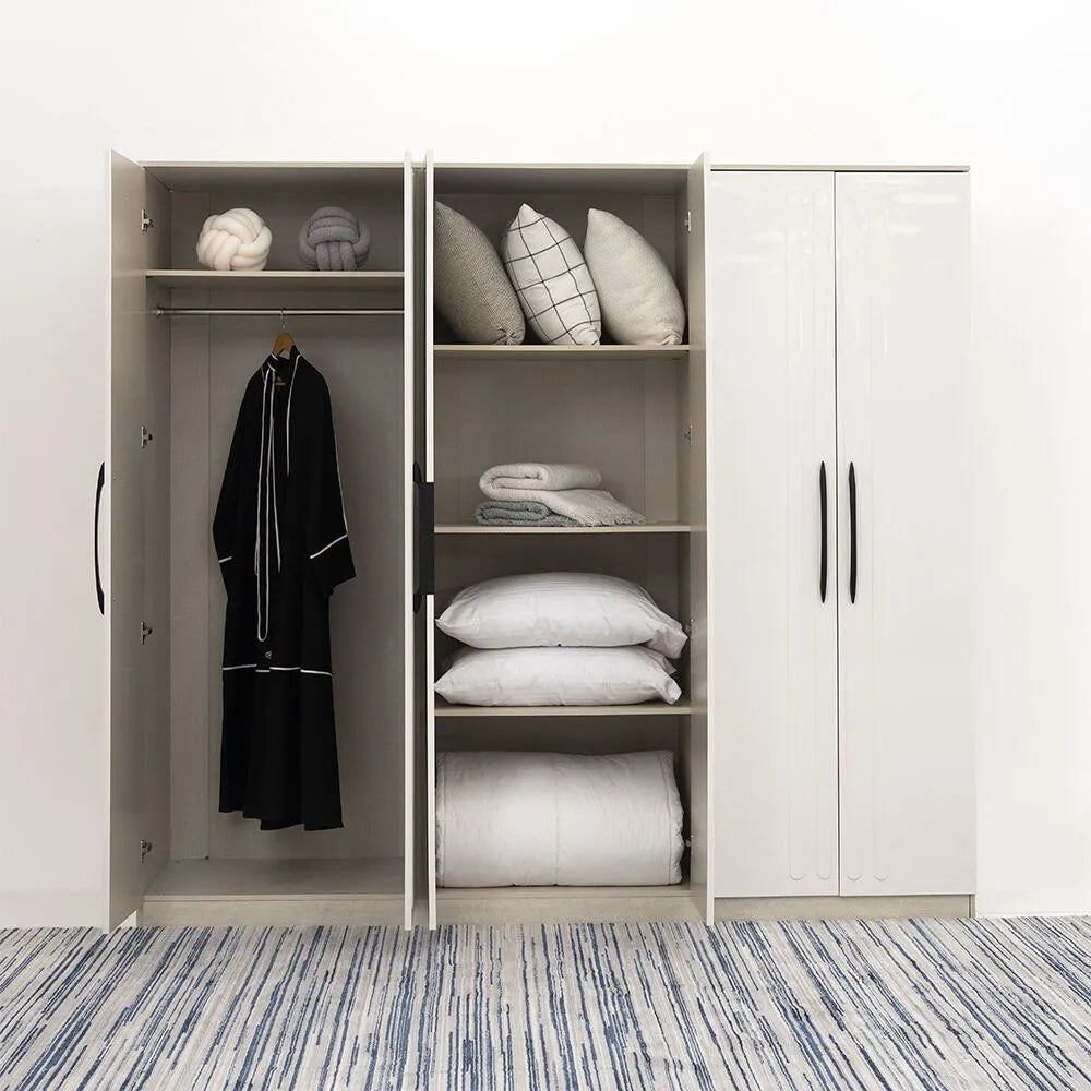 Luxury 6 Door Wardrobe – Walnut & Beige