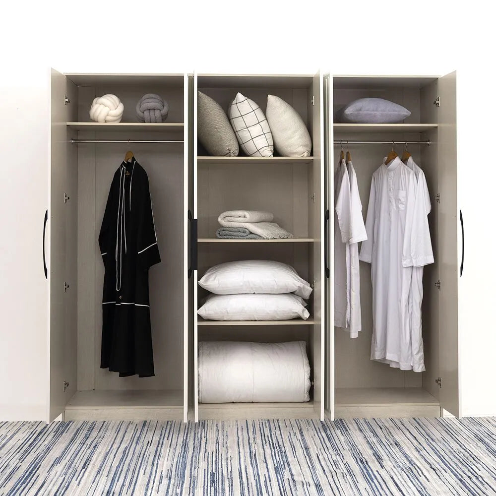 Luxury 6 Door Wardrobe – Walnut & Beige