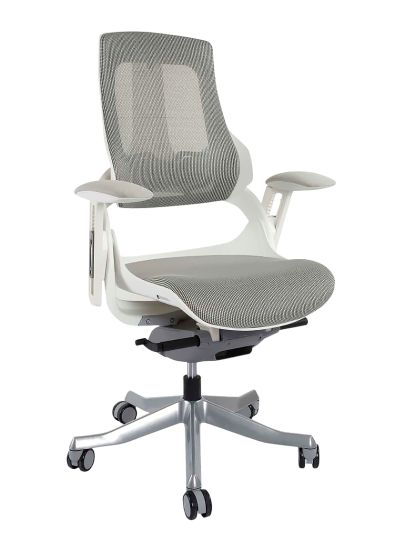 Executive Medium Back Height Ergonomic Mesh Chair, Office Conference Mesh Chairs With Adjustable-Backrest Caster Wheels- White-GCC Home Center