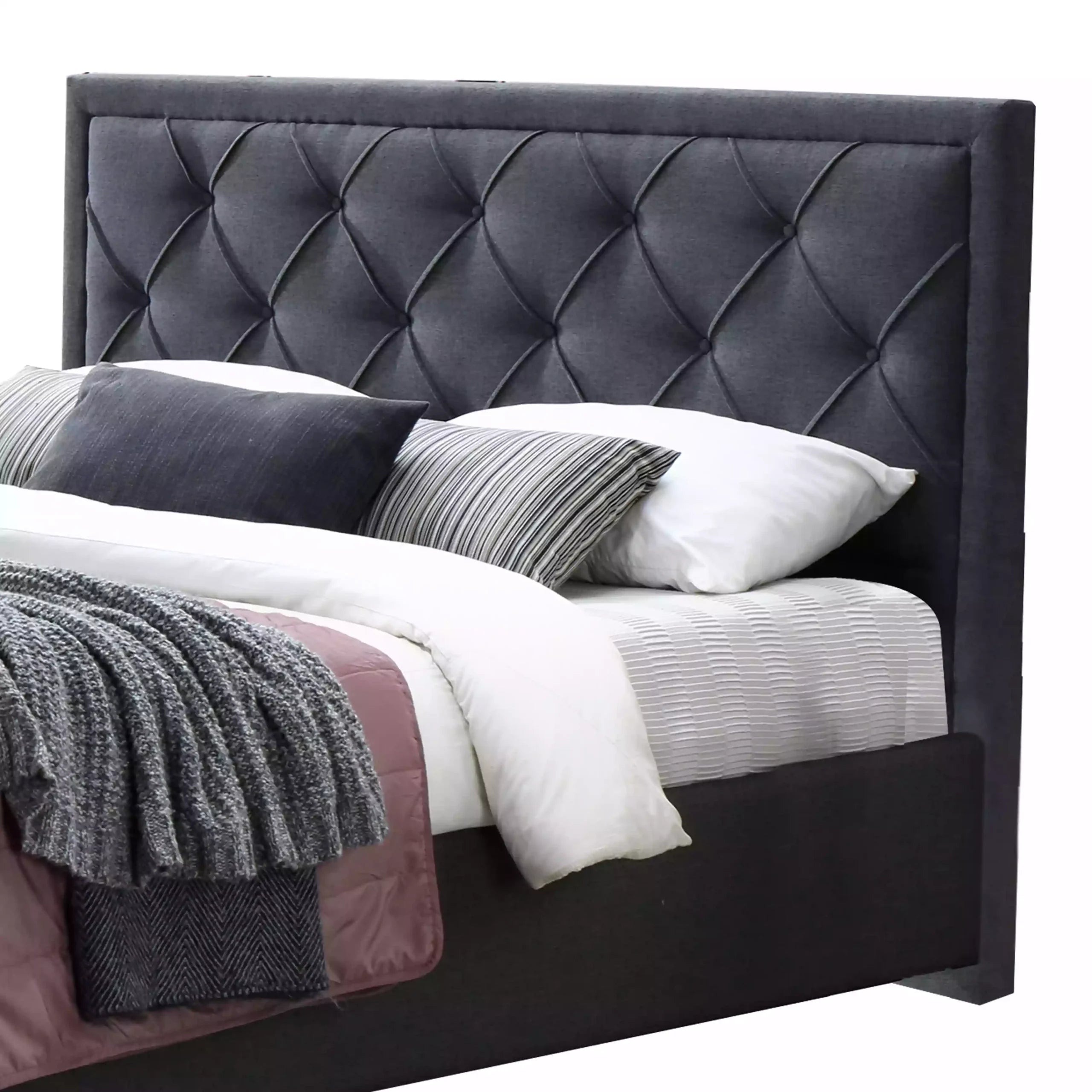 Sama Queen Bed – Dark Grey