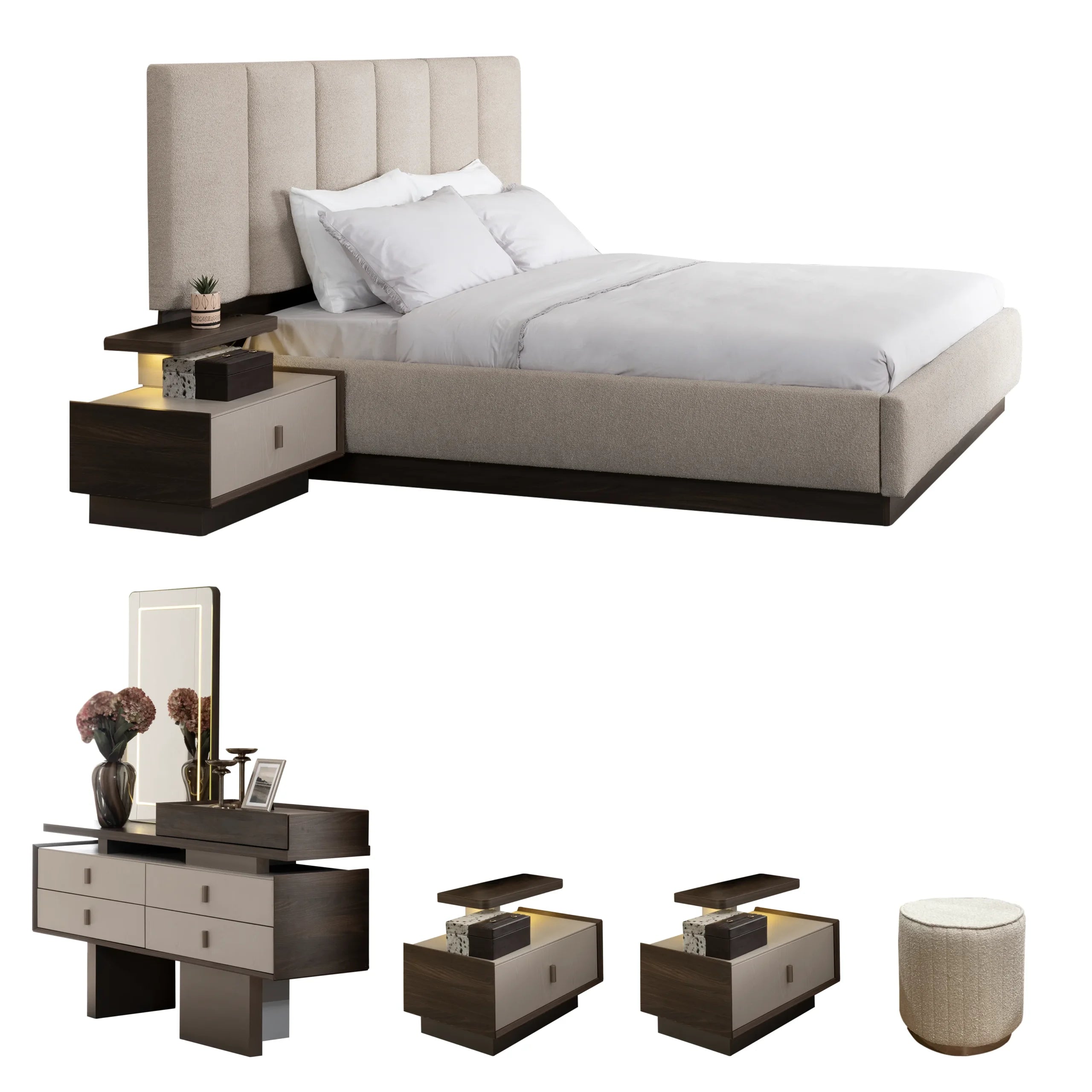 6 Pcs. King Bedroom Set (With Hydraulic Storage)