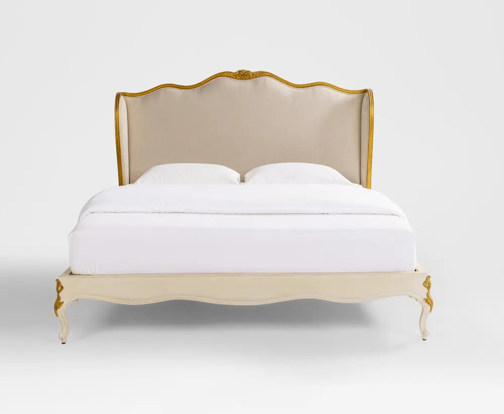 Solid Wood King Bed – 180 x 200 cm ( Beige )