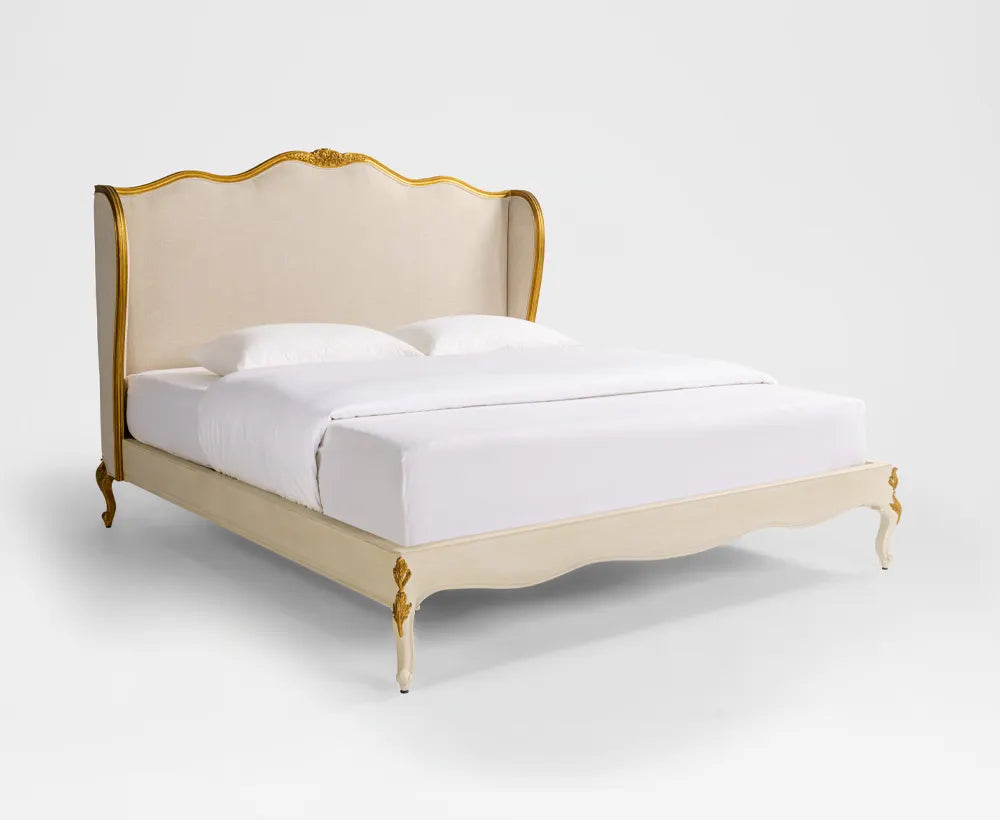 Solid Wood King Bed – 180 x 200 cm ( Beige )