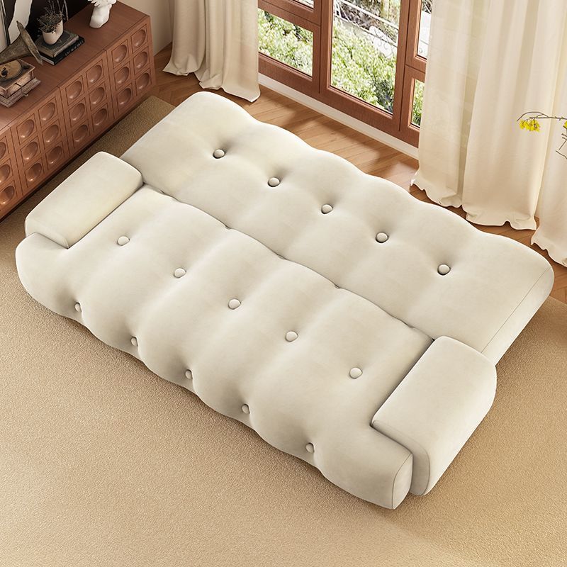 Modern Convertible Tufted Sofa Bed – 3-Seater Space-Saving Fabric Sleeper Sofa with High-Density Foam Cushioning, White