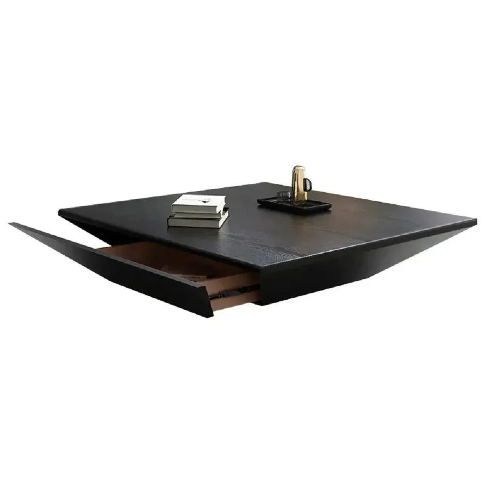 Coffee Table – Modern Square Design with Side Drawer (100 x 100 x 38 CM)