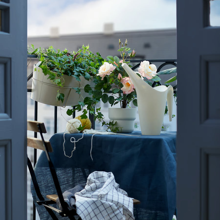 Table + 2 Chairs, Outdoor, Black/Light Brown Stained