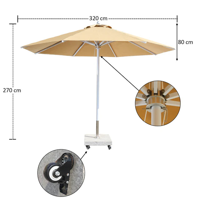 Outdoor Round Umbrella with Marble Base